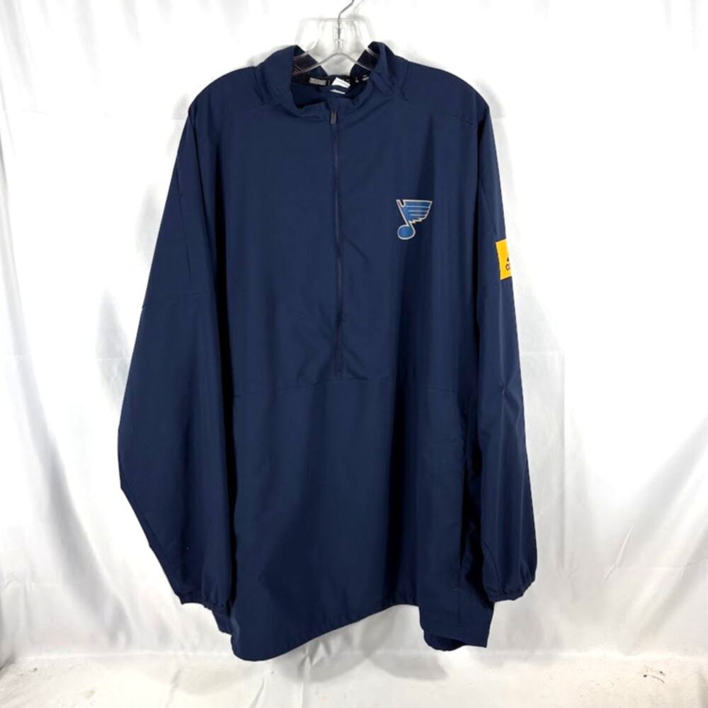 St. Louis Blues 2XL XXL 1/4 Zip Pullover Windbreaker ADIDAS NHL